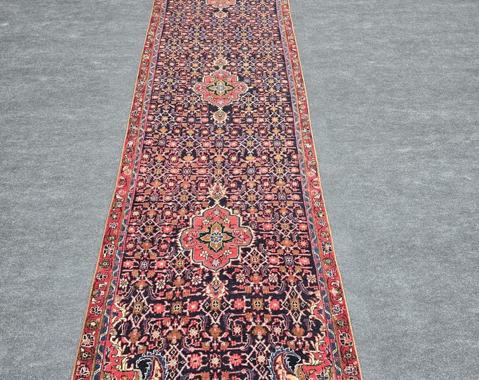 3x16 Extra Long Turkish Runner Rug, Vintage Handmade Wool Persian Hallway Carpet, Tribal Decor