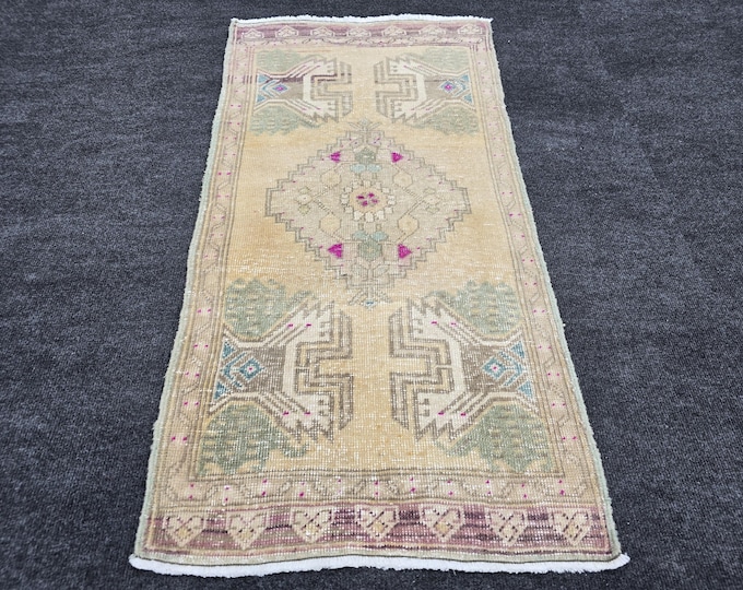 2x4 Vintage Turkish Oushak Rug, Handmade Wool Muted Pastel Small Accent Rug