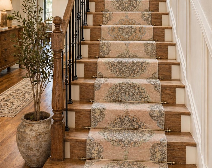 3x25 Vintage Turkish Runner Rug, Handmade Wool Extra Long Hallway Stair Carpet