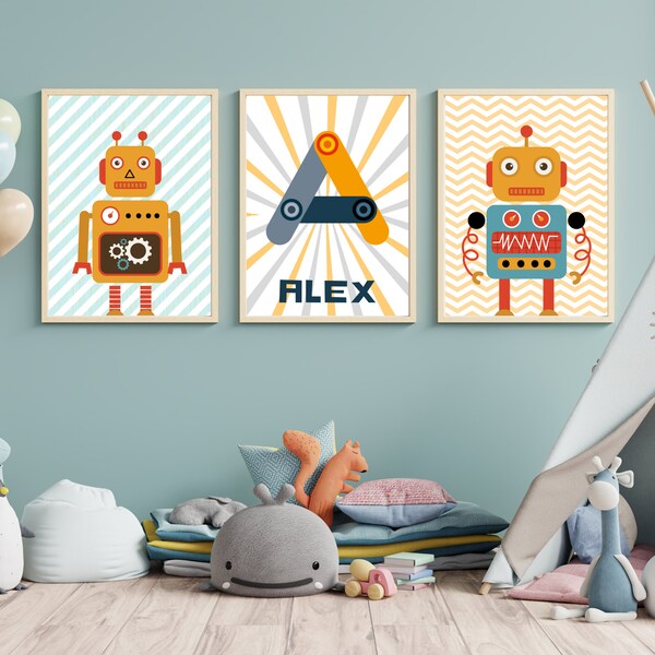 Affiches enfant robot  - Affiche robot et prénom par Imagine Ton Affiche