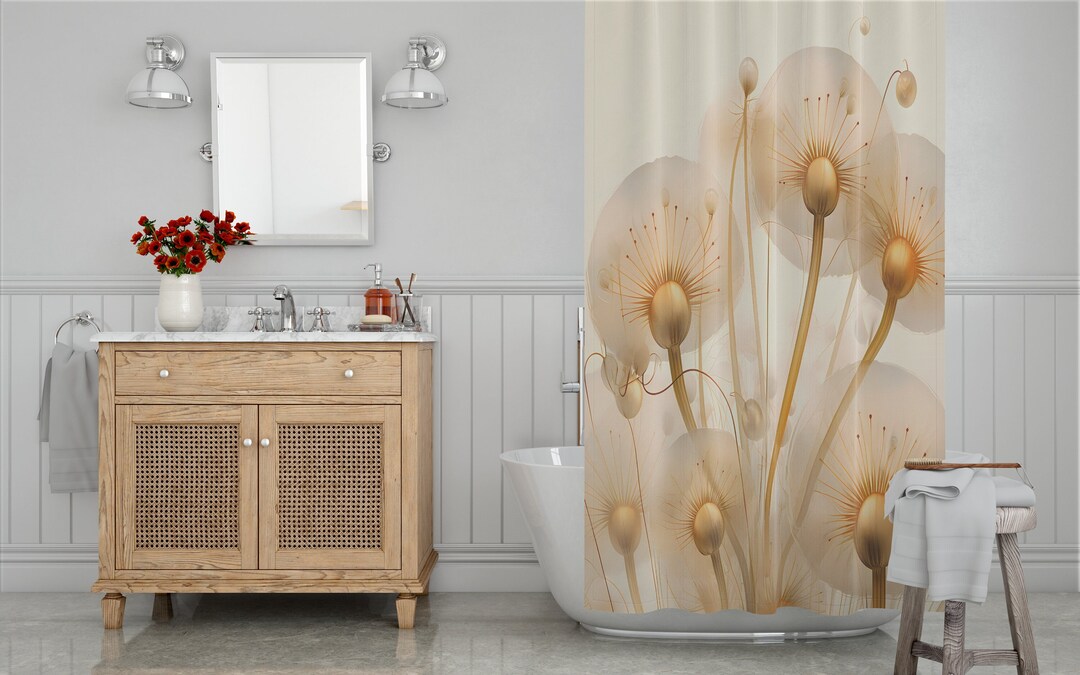 Minimalist Dandelion Shower Curtain Botanical boho Shower - Etsy UK