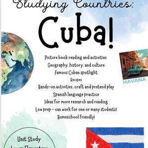 Cuba Unit Study for Homeschool - Studying Cultures and Countries Series