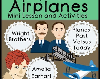 Transporte: ¡Aviones! Minilecciones y actividades, los hermanos Wright y Amelia Earhart