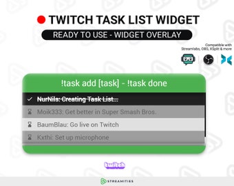 Twitch Task List / Stream Goal Widget | Fully Customizable Stream Widget Overlay for OBS/Streamlabs OBS