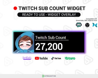 Twitch Sub Count Widget | Fully Customizable Stream Widget Overlay for OBS/Streamlabs OBS