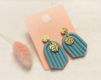 Statement earrings, unique drop earrings, large lightweight earrings, blue earrings, colorful earrings, festival earrings, lucky jewel