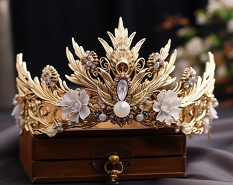 Gioielli in testa d'oro per matrimoni Bellissimi gioielli a corona Gioielli in metallo creativi Regalo squisito per lei