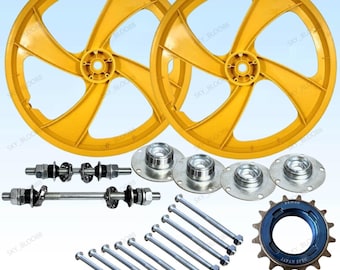 BMX-fiets 20" PVC sportvelg geel 4 SPAKEN wielset naafset met gratis snelle verzending