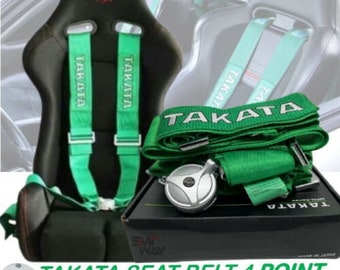 Takata Sicherheitsgurt Harness 4 Punkt Snap On 3 "Cam lock Universal GRÜN mit kostenlosem Versand