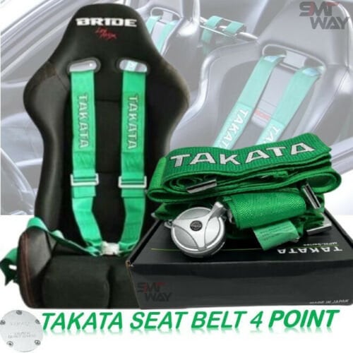 TAKATA SEAT BELT HARNESS: RACE 4-POINT BOLT-ON (BLACK or GREEN) main image 1