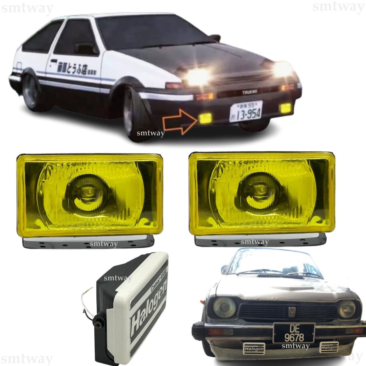 Adjustable Driving Lights Universal H3 55W Yellow Fog Light Kit