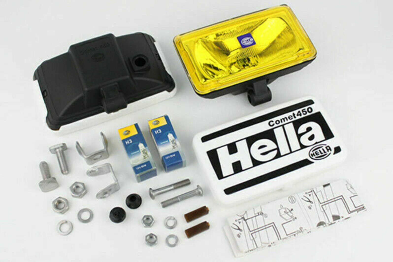 Hella ヘラー Comet 450 フォグランプ クリアーレンズ 2個セット 2 Units HELLA Comet 450 Yellow Lens H3 12V Driving Fog Light Lamp