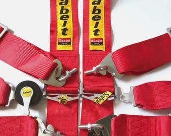 Cinturón de seguridad universal para carreras SABELT RED de 3 pulgadas y 4 puntos de liberación rápida con envío gratuito