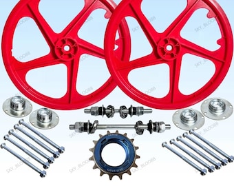 Paar rode 5-spaaks pvc-velg 20 inch BMX, UNIVERSEEL met gratis snelle verzending