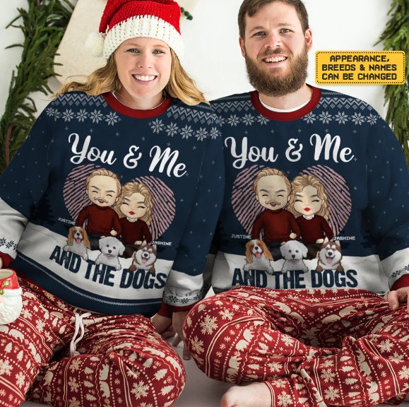 Discover You And Me & The Dogs, Personalized Unisex Ugly Christmas Sweater