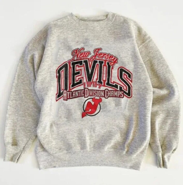 Vintage 1990's NHL New Jersey Devils Sweatshirt Hoodie Boy's Size 8