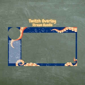 Twitch Overlay Bundle Tentacle Octopus, Kraken Design, Stream Overlay, Gaming Overlay, Webcam Overlay, Twitch Stream Design Set