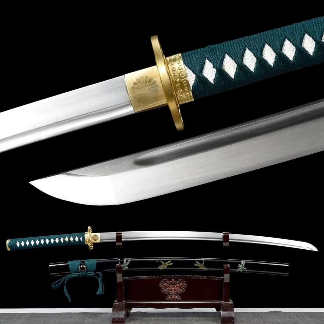 Black Katana,all Copper Tsuba Samurai Sword,spring Steel Blade,handmade