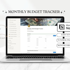 Notion Monthly Budget Tracker, Notion Budget Planner, Finance Planner, Notion Template, Personal Finance Tracker, Income and Expense Tracker