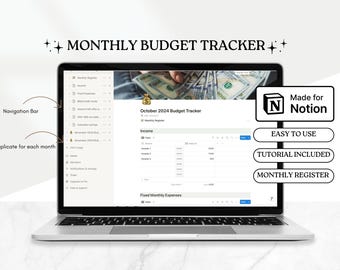 Notion Monthly Budget Tracker, Notion Budget Planner, Finance Planner, Notion Template, Personal Finance Tracker, Income and Expense Tracker