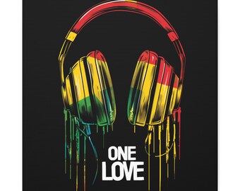 One Love Rasta Wall Art, Reggae Inspired Home Decor, Music Lover