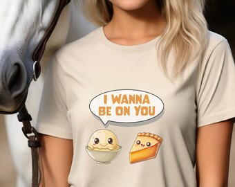 Camiseta divertida para amantes de la comida, camiseta divertida con la frase "Quiero estar contigo", camiseta unisex con tarta y helado, regalo de humor para amantes de la comida, camiseta ingeniosa para amantes de la comida, camiseta para amantes de la cocina