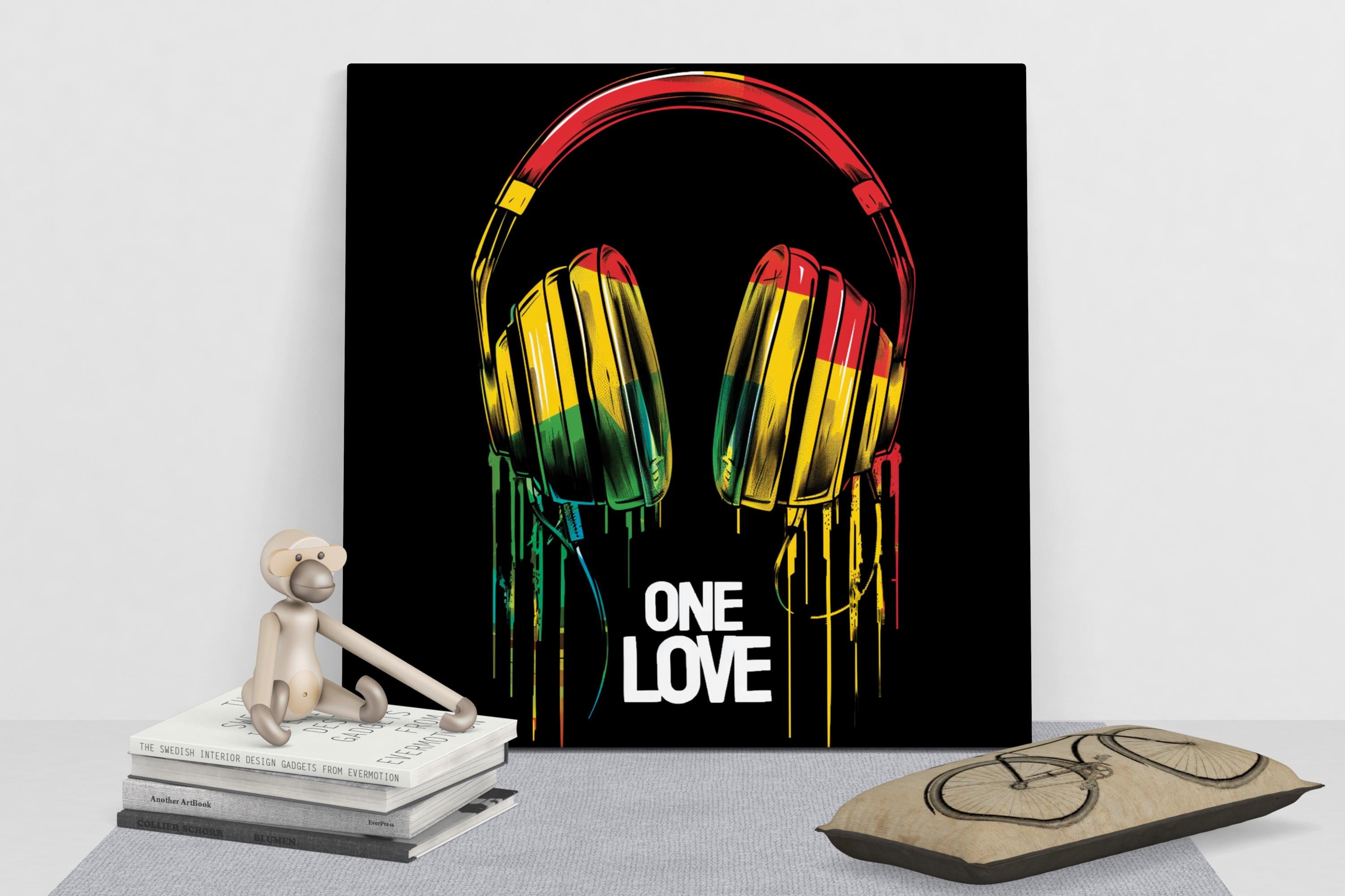 One Love Rasta Wall Art, Reggae Inspired Home Decor, Music Lover