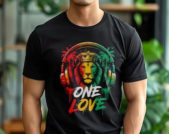Jamaica Shirt, Lion Shirt, One Love Reggae Music Tee, Rasta Lion Graphic Shirt