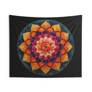 Tapiz de pared de mandala bohemio, decoración geométrica intrincada, decoración de pared de espacios zen, arte de pared bohemio, tapiz espiritual, decoración de arte de mandala