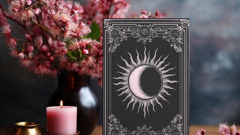 Let your thoughts drift into the mystical with this Gothic Sun & Moon Eclipse Journal. The ornate vintage border and celestial centerpiece make it the perfect notebook for witches, poets, and dark academia lovers alike.