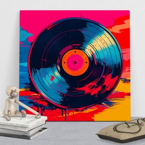 Retro Vinyl Record Canvas Art, Vibrant Music Wall Décor, Music Room Home Decor, Office Wall Art, Music Lover Gift, Vintage Style Music Art