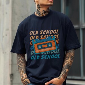 Retro cassettebandje T-shirt, old school cassetteshirt, grafische T-shirt retro muziekliefhebber, unisex vintage stijl, cadeau muziekliefhebber
