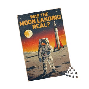 Puzzle 'Was the Moon Landing Real?', Space-Themed Jigsaw, Gift for Space Lovers, Family Game Night, Fun Puzzles Collection
