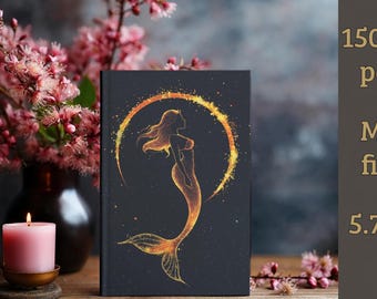 Celestial Mermaid Hardcover Journal, Notebook for Writers and Dreamers, Starry Night Journal, Mermaid Lover Gift, Mystical Stationery