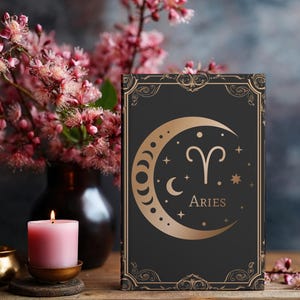 Diário do Zodíaco de Áries, Caderno de Astrologia de Capa Dura, Escrita e Diário, Caderno de diário do signo do zodíaco, Diário personalizado de Áries