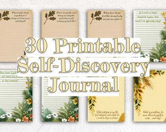 30 Printable Self-Discovery Journal Prompts, Digital Guided Reflection Pages for Inner Growth, PDF PNG JPG,