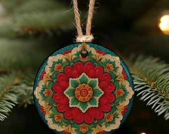 Double-Sided Mandala Ornament: Festive Christmas Decor