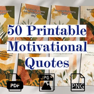 50 citations motivantes imprimables 5 x 7, PDF JPG PNG, téléchargement numérique, ensemble de citations inspirantes numériques, soins de santé mentale