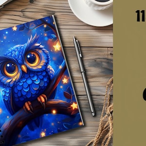Enchanting Owl Spiral Notebook, Starry Night Art Journal, Cute Stationery for Students, Gift for Nature Lovers, Writing Diary