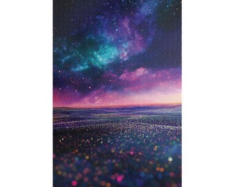 Rompecabezas de cielo nocturno con galaxia, impresionante rompecabezas de paisaje estrellado, rompecabezas de estrellas cósmicas, paisaje de cielo nocturno