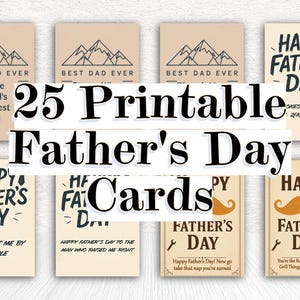 25 Cartões para o Dia dos Pais para Imprimir, Download Digital, PDF, JPG, PNG, Arte para o Dia dos Pais, Imprimíveis para o Pai, O Melhor Pai de Todos os Tempos