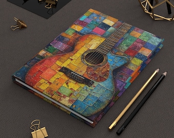 Guitar Songwriting Notebook, Colorful Mosaic Hardcover Journal, Artistic Notebook for Songwriters, Musicians & Creative Souls, Lyric Diary