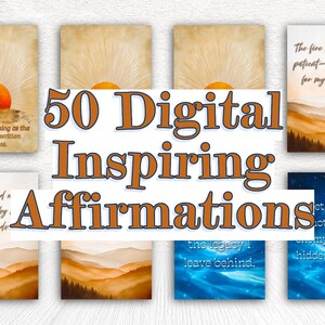 50 Printable Inspiring Affirmations, Digital Download, 5x7 PDF, JPG, PNG, Self Love Cards, Growth Mindset, Positive Vibes