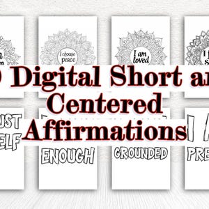 50 affirmations numériques courtes et centrées, cartes à colorier imprimables pour le calme et la clarté, JPG PNG PDF, téléchargements numériques