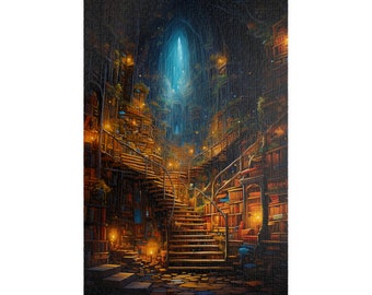 Mystische Bibliothek Puzzle, Zauberhaftes Buch entkommen in Glanzkarton