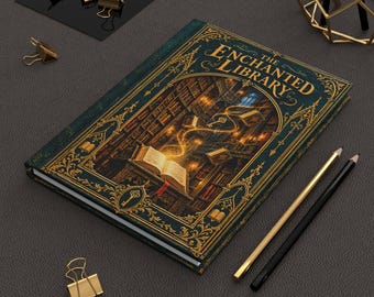 Dark Academia Fantasy Notebook, Hardcover Journal, Enchanted Library Lined Journal, Magical Bookish Gift for Readers