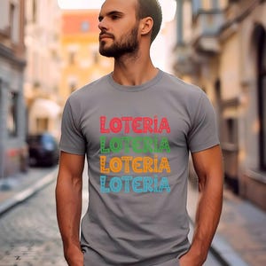 Lotería T-Shirt, Colorful Mexican Bingo Game Graphic Tee Artistic Loteria Game Tshirt, Family Game Night, Hispanic Shirt
