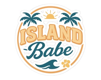 Island Babe Aufkleber, Tropischer Strand Vinyl Aufkleber für Laptop, Wasserflasche, Journal, Süßer Insel Mädchen ästhetischer Aufkleber