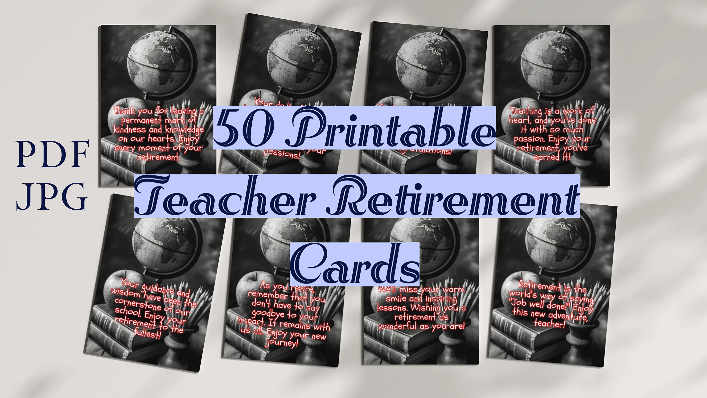 50 Printable Teacher Retirement Cards Bundle, 5x7 PDF and JPG Instant ...
