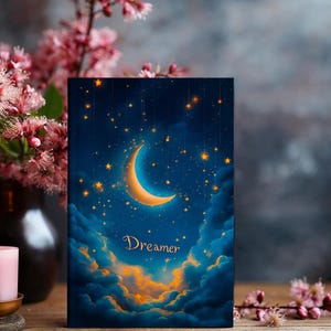 Dreamer Journal, Celestial Moon and Stars Notebook for Writers, Journal Gift Idea, Self-Care Journal,